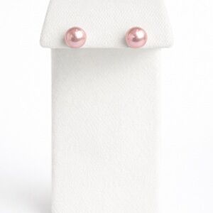 Pink Faux Pearl Stud Earrings Classic Round Pearl Studs